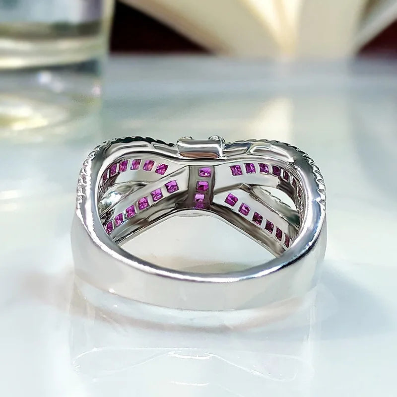 Luomansi Natural Ruby Bow Gemstone Ring S925 Sterling Silver Romantic Woman Anniversary Party High Jewelry