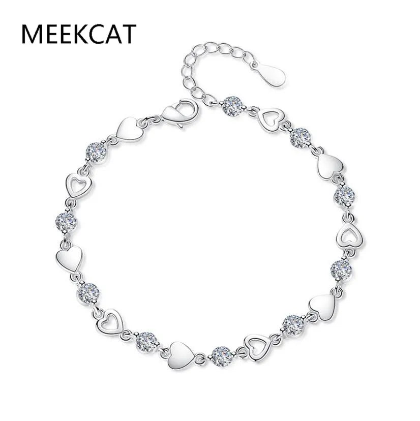 Round Natural Amethyst 925 Sterling Silver Romantic Heart Bracelet for Women Purple Gemstone Statement Jewelry Pulseira De Prata