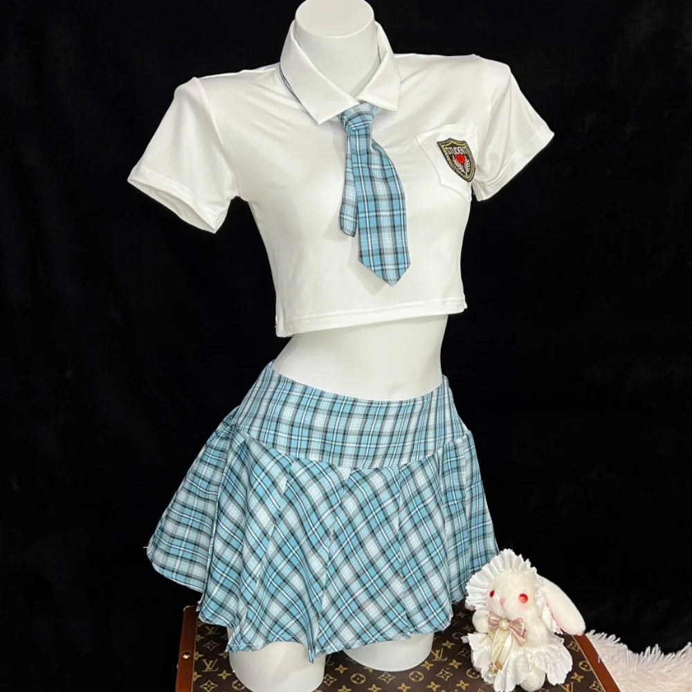 Japanese Jk Sailor Suit Underwear Temptation Cosplay Costume High School Student Plaid Pleated Skirt School Uniform Sexy Pajamas