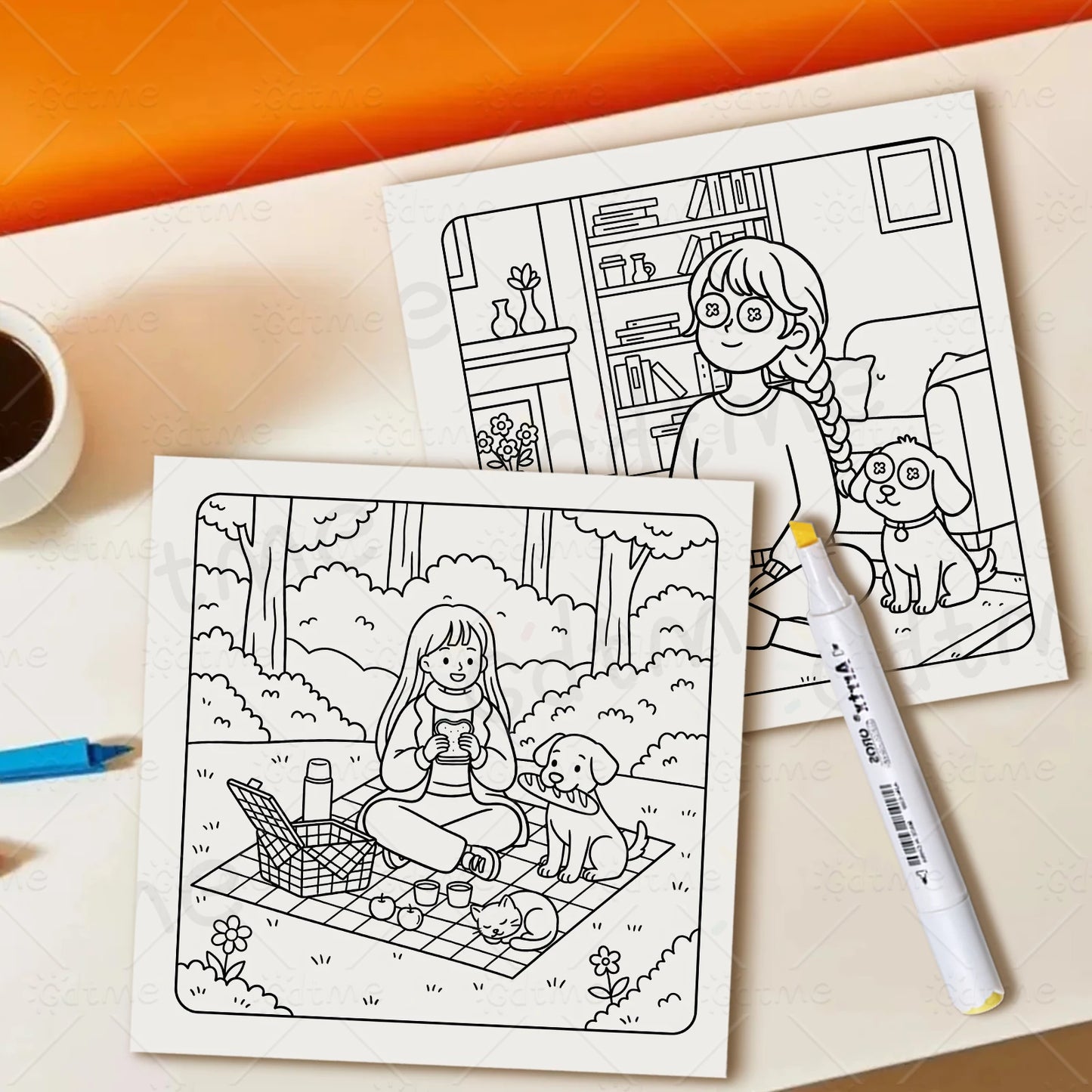 HAPPY MOMENTS Coloring Book for Adults Featuring Cartoon Bold-easy Patterns for Relaxation Kids DIY Painting Drawing Books