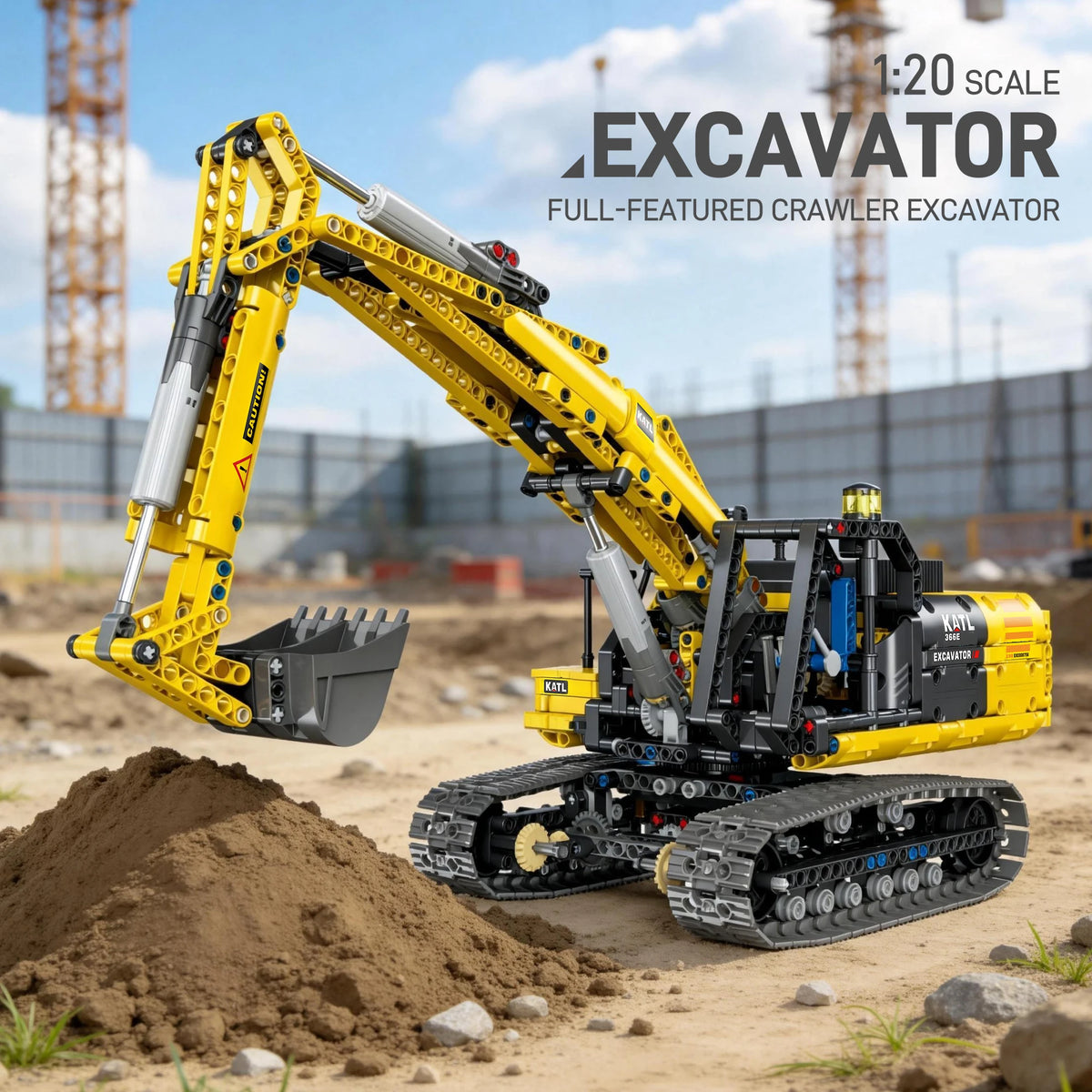 1:20 RC Excavator Building Blocks Remote Control Construction Vehicle Engineering Machinery STEM Toy Gift for Boys Adults