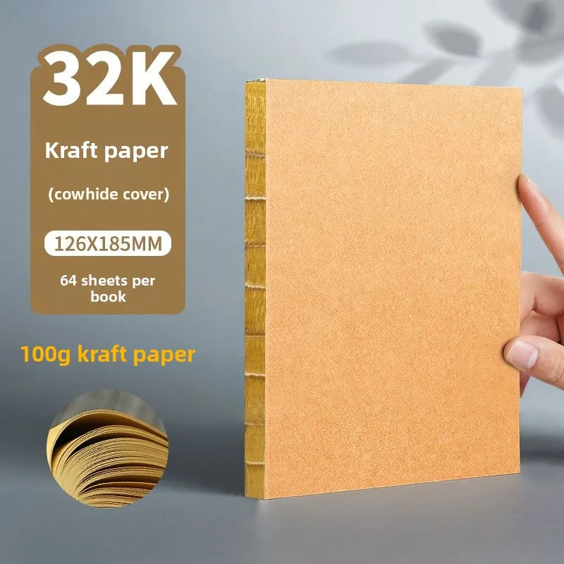 Thick Kraft Blank Sketchbook Plain White Drawing Notebook Lay Flat Bare Back Kraft Paper Pad for Sketching Hand Painting