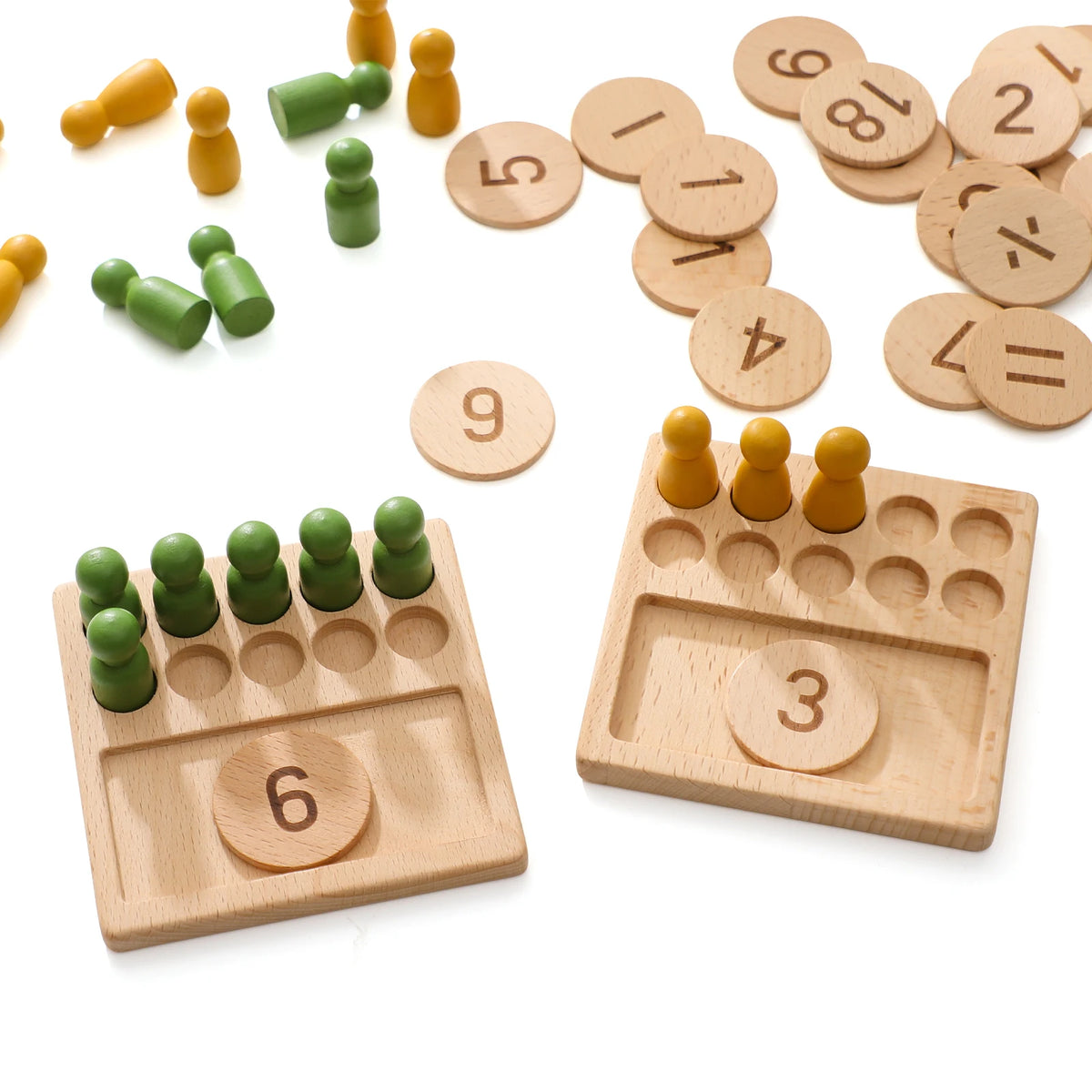 Montessori Math Toys Colorful Alphabet Number Shape Matching Wooden Board Baby Early Educational Learning Toys Teaching Material