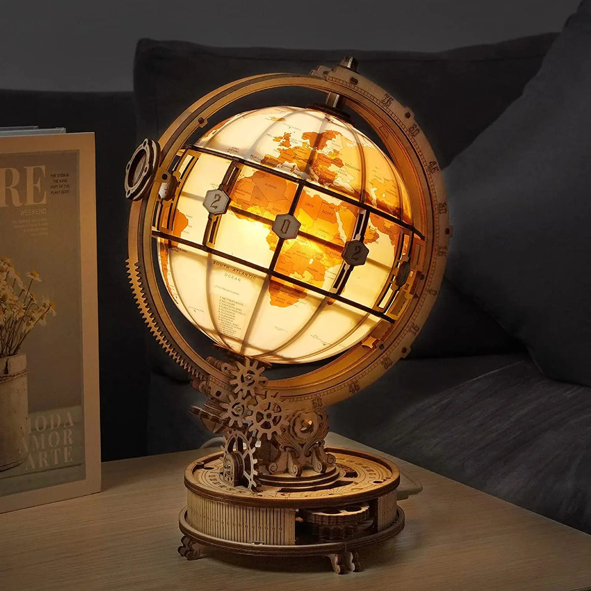 ROKR Glow-in-the-Dark Globe 3D Puzzle Set, Mechanical and Architectural Structure Puzzle Craft, Educational Toy Gift for Adults