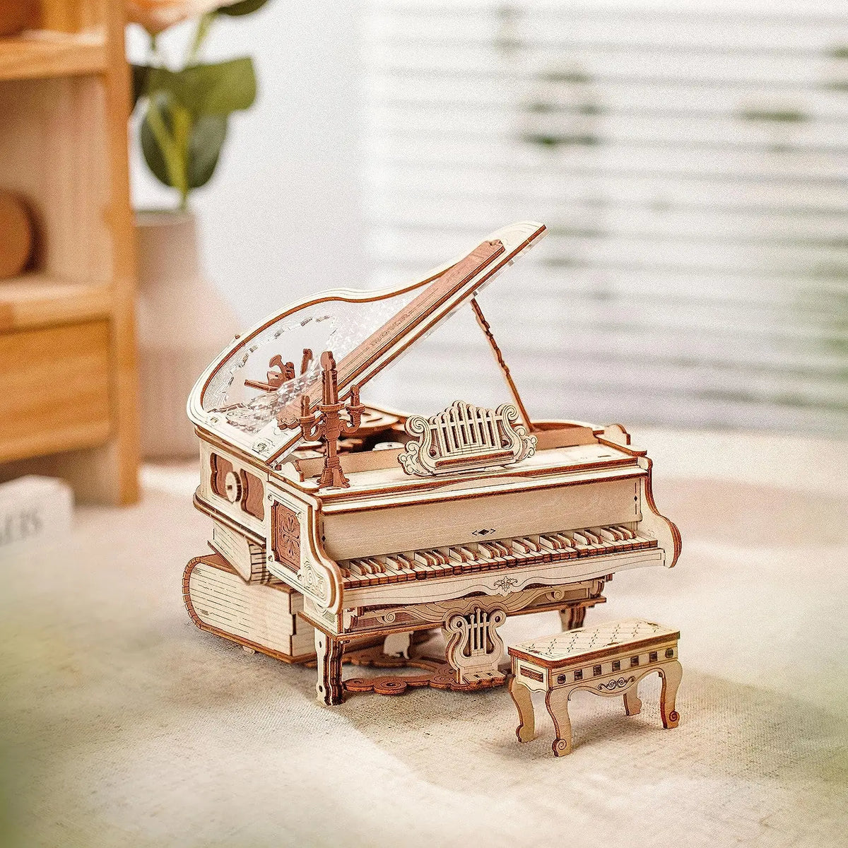 ROKR Magic Piano - 3D Wooden Puzzle, 233-piece Mechanical Music Box, Automatically Playable, DIY Model, Adult Home Decor Gift