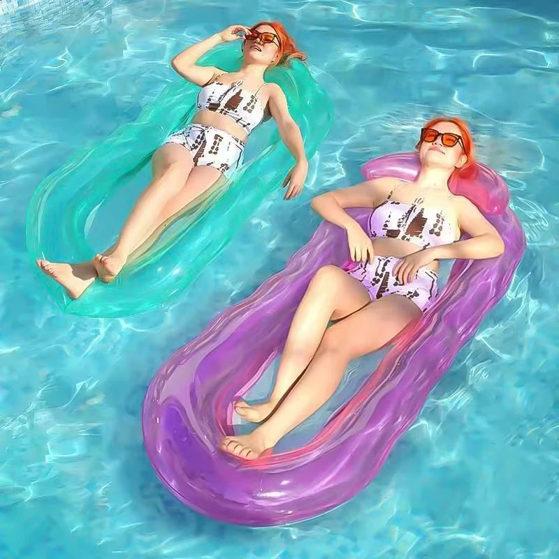 Inflatable Water Hammock Lounger, Floating Pool Chair Air Mattress for Adults Summer Beach Party