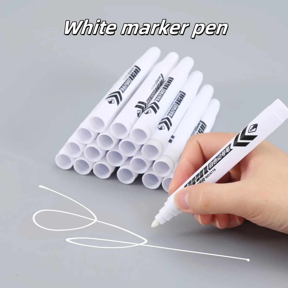 6pcs White Marker Set - High-Quality Smudge-Proof Oil-Based Ink, Medium Tip for Plastic, Glass & Metal Surfaces,Permanent Marker