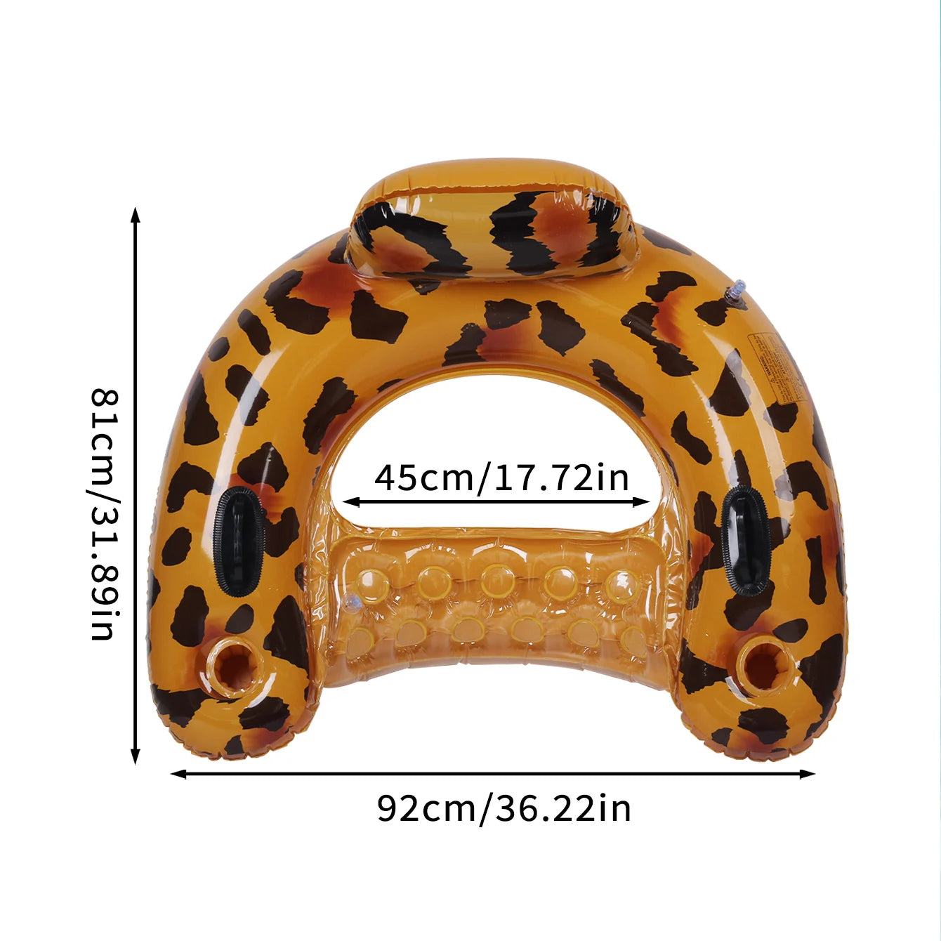 1/2PC Inflatable Pool Float Chair with Cup Holder, Water Hammock Lounger, Leopard Print, Ideal for Summer Relaxation