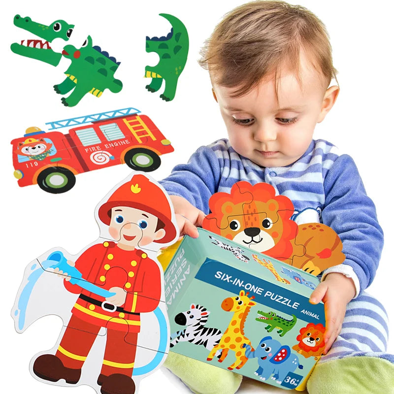 Wooden Puzzle Montessori Toys for Baby 1 2 3 Years Old Kids Alphabet Number Shape Matching Games Children Early Educational Toys