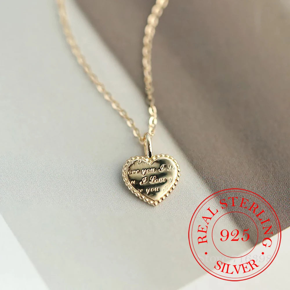 S925 Sterling Silver Classic Love Heart Choker Necklace Pendant for Women 14K Gold Plated Necklaces Wedding Party Jewelry Gift