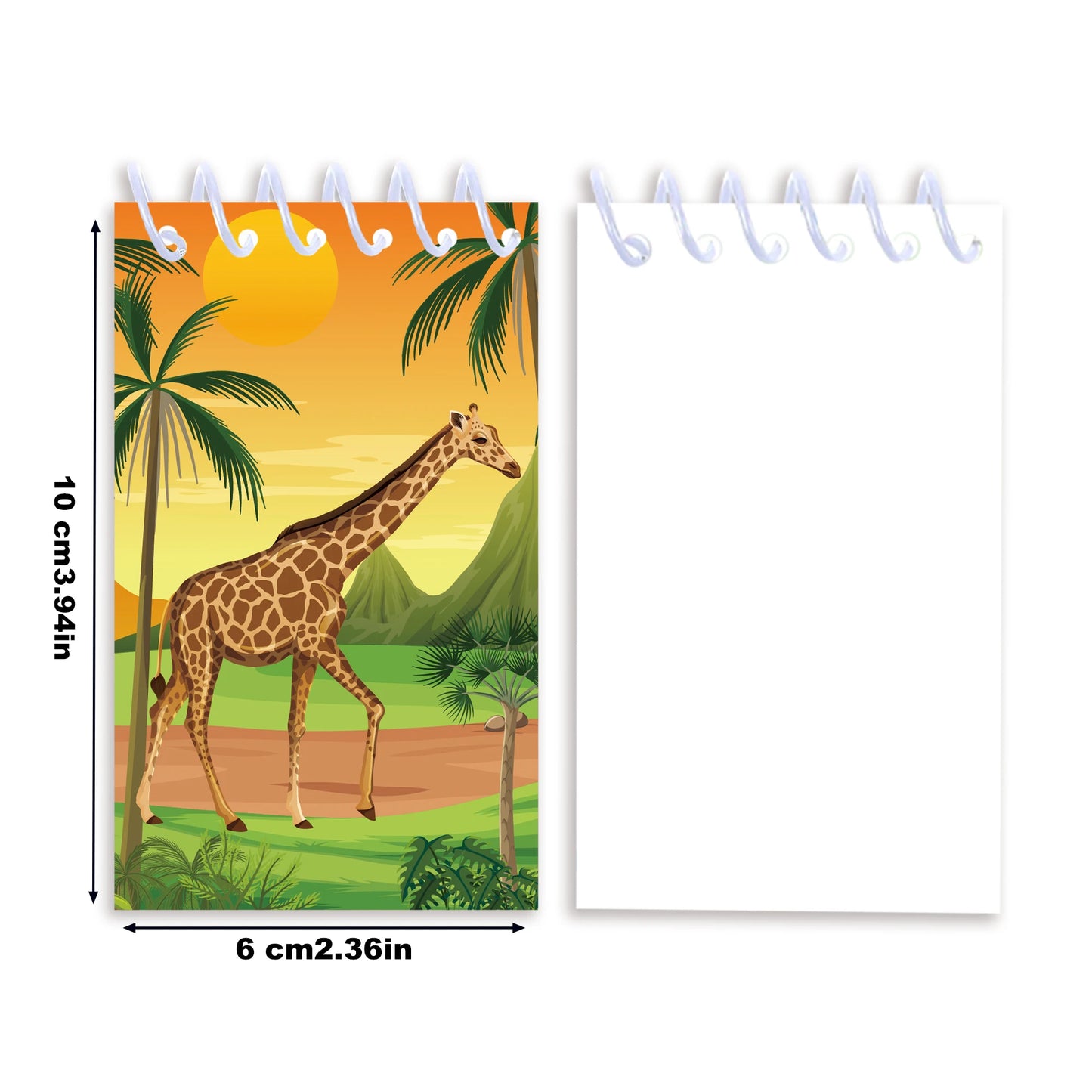 8pcs Jungle Animals Mini Spiral Pocket Notebooks Tiger Lion Memo Pad Coil Booklet Notepads For Office Stationery School Diaries