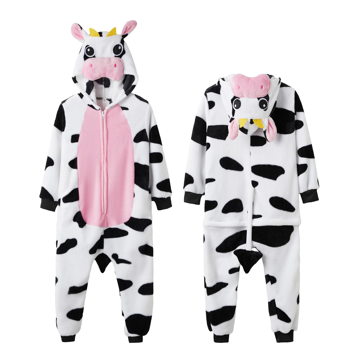 Pink Cow Onesies Cartoon Animal Onesie Women Men Girls Boys Pajamas Halloween Funny Party Suits Winter Home Overall Costumes