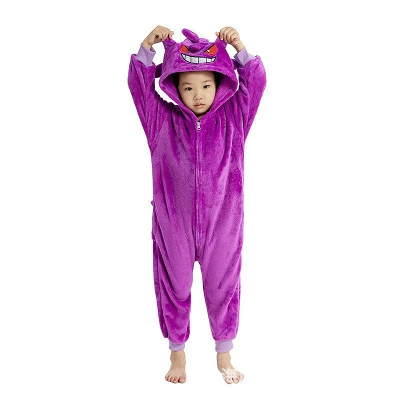 Gengar Jigglypuff Costume Boy Girl Pokemon Cosplay Anime Kigurumis Onesie Pajama Halloween Festival Suit Winter Flannel Outfit