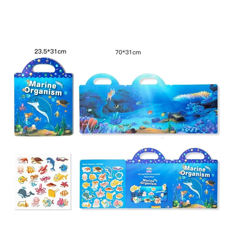 Reusable Bubble Sticker Book for Kids - Multi-Themed Educational Learning Activities, Washable & Safe Toddler Stickers
