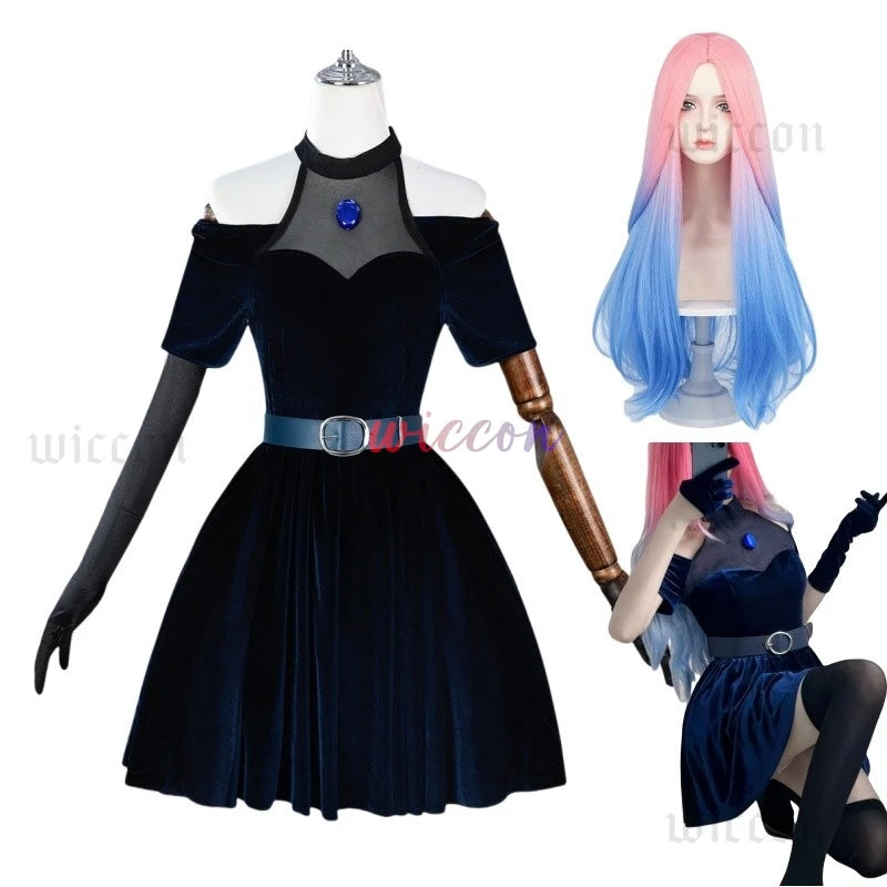 Anime Alien Stage Cosplay Mizi Cosplay Costume Wig Halloween Anime Clothes Game Outfits Stage Black Gorgeous Dress Women