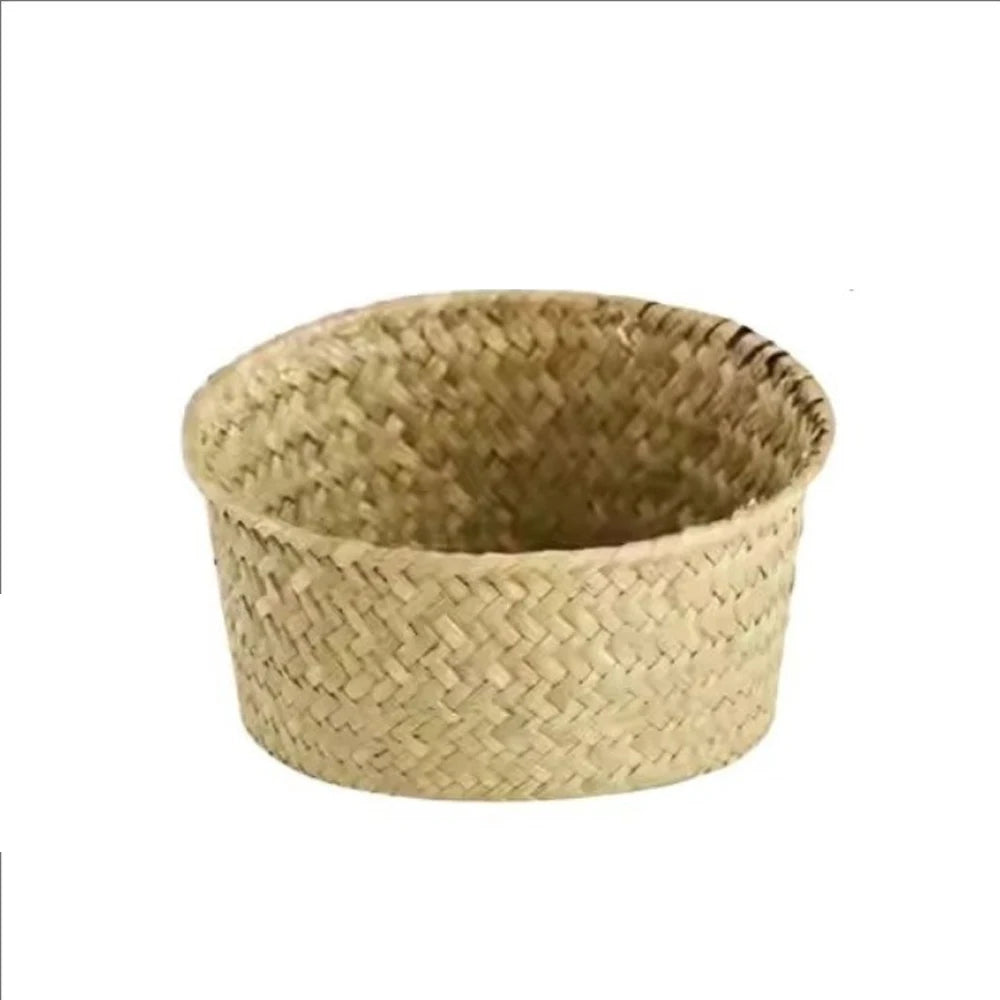 Imitation Rattan Rattan Storage Baskets Home Desktop Decoration Sundries Organizer Kitchen Storage Basket Multi-Purpose Home