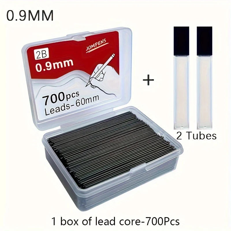 Mechanical Pencil Lead 0.5 0.7 0.9mm 2B 60mm Art Drawing Automatic Pencil Replaceable Refills with 2 Tubes Stationery