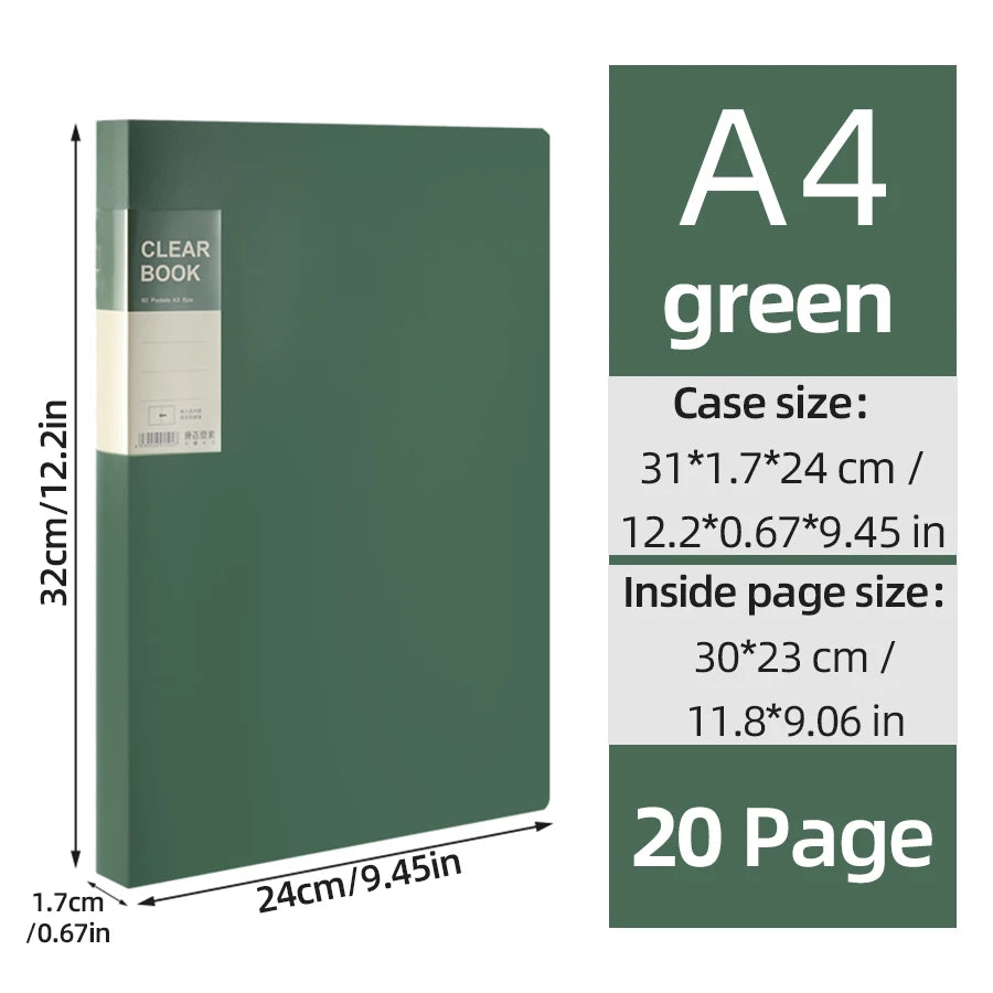 A4 Side-Loading Document Folder Multi-Layer Transparent Organizer Paper Holder Sheet Music Binder with Dividers 20/30/40/60Page