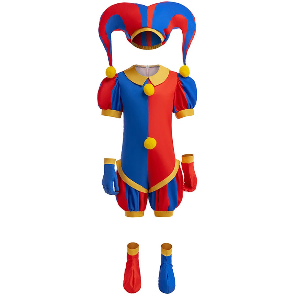 The Amazing Digital Circus Pomni Kid Cosplay Costume for Kid Girl Boy Halloween Princess 4PCS Siut Carnival Sets Girl Cartoon