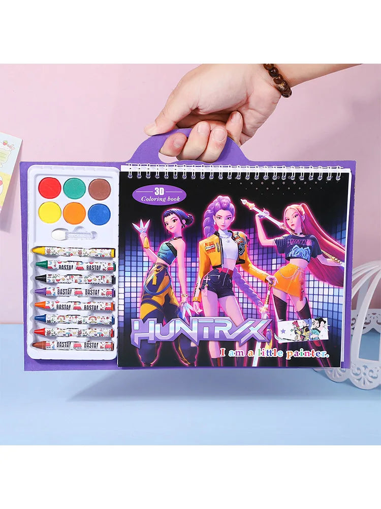 Demon Hunters Purple Singing Queen Coloring Book for Kids - Kpop Theme Safe Painting & Doodle Book