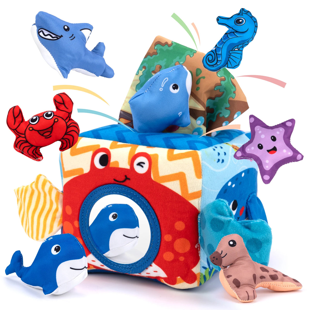 Baby Toys 6-12 Months Plush Storage Toys Bee Farm Animals Soft Toys Montessori Hand-eye Coordination Sensory Toy Toddlers Gifts