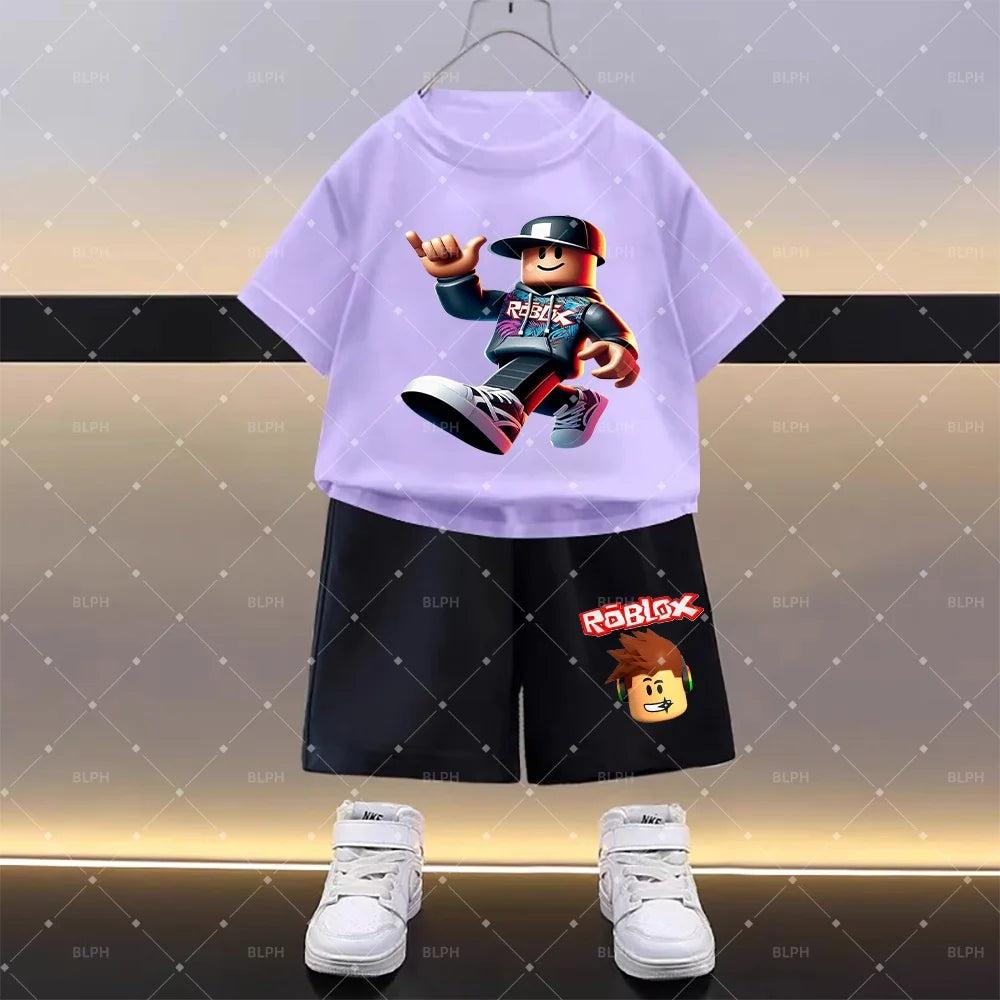 Stylish Roblox Print Kids Hoodie and Pants Set, Comfortable and Trendy Children's Clothing for Playtime and Everyday Wear