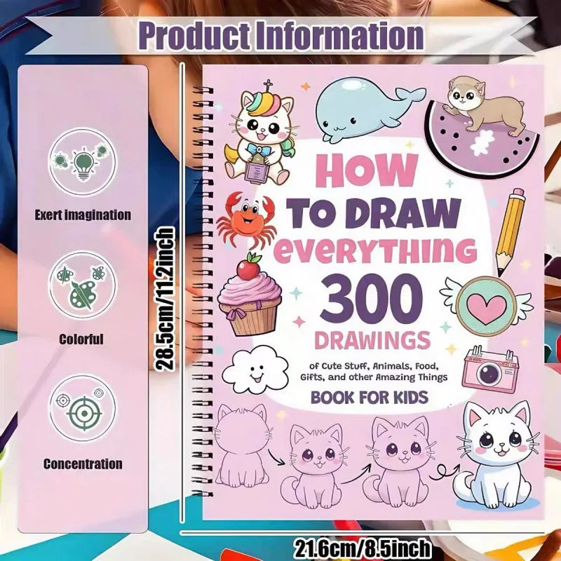 How To Draw Everything 300 Drawings Coloring Book Kids Learning Drawing Sketch Book Children Educational Activity Painting Book