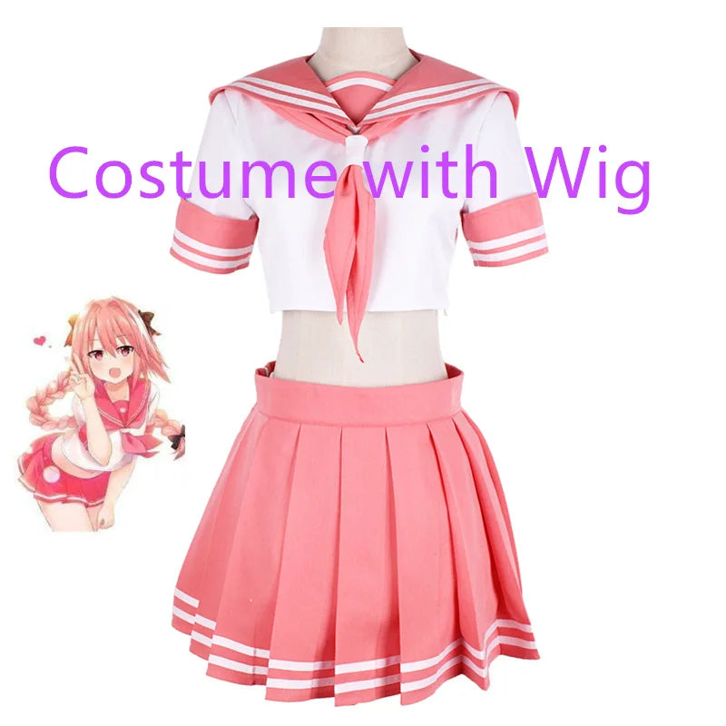 SBluuCosplay Fate Apocrypha Rider Astolfo Cosplay for Men JK School Uniform Sailor Suit Women Outfit Anime Halloween Costume
