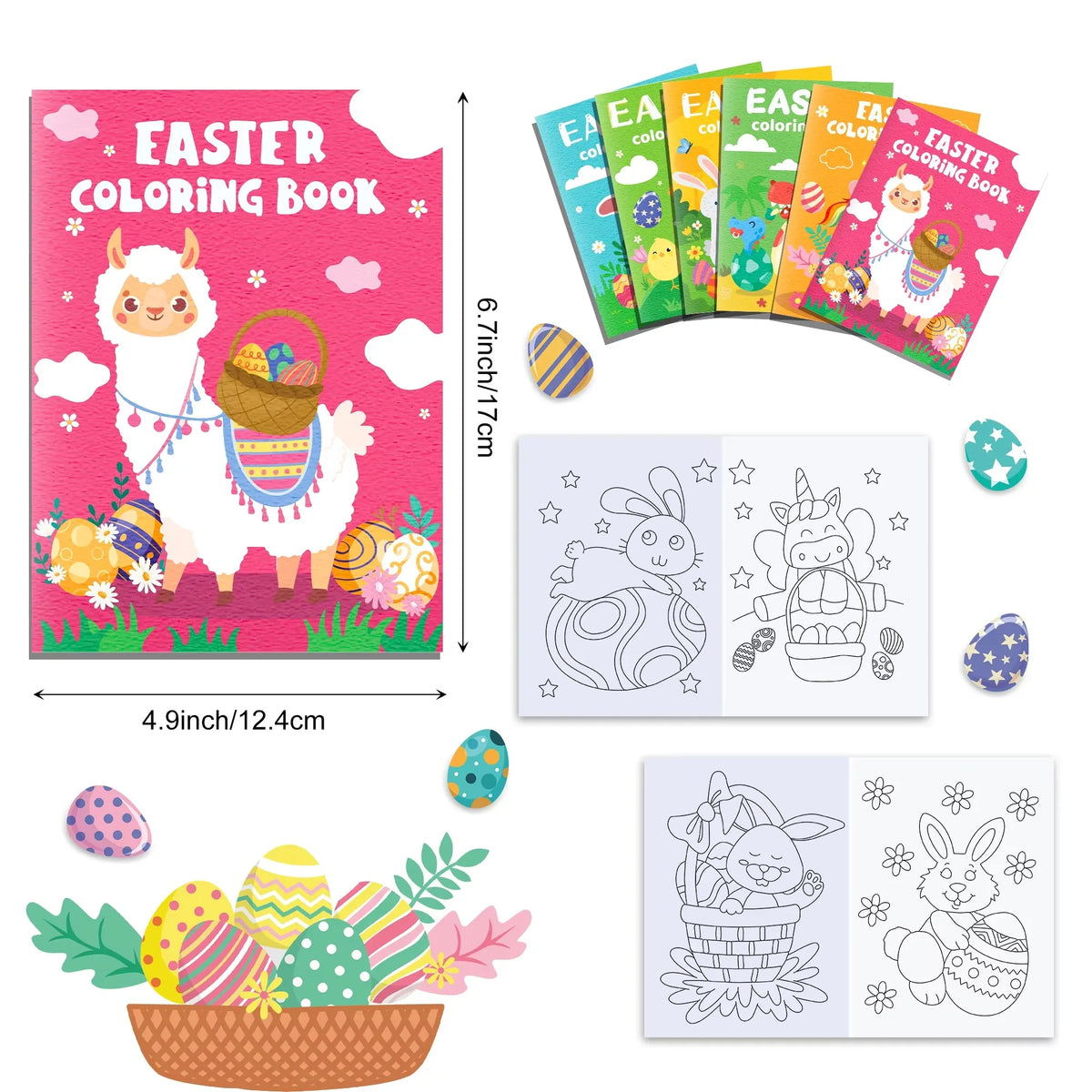 12pcs Easter Graffiti, Drawing Painting Books, Kids Gifts,Egg Bunny Rabbit Pattern,DIY Coloring Book,Birthday Party Gifts