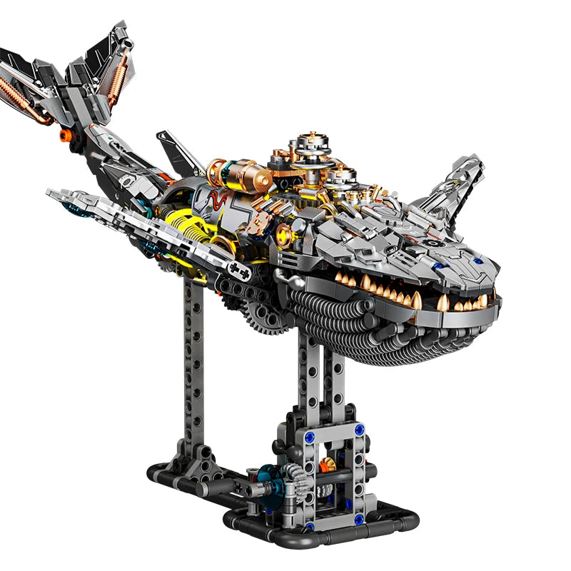 1388+pcs Mechanical Whale Building Blocks MOC Sea Life Model Animal World Set With Light Bricks Kids STEM Toys Children's Gifts