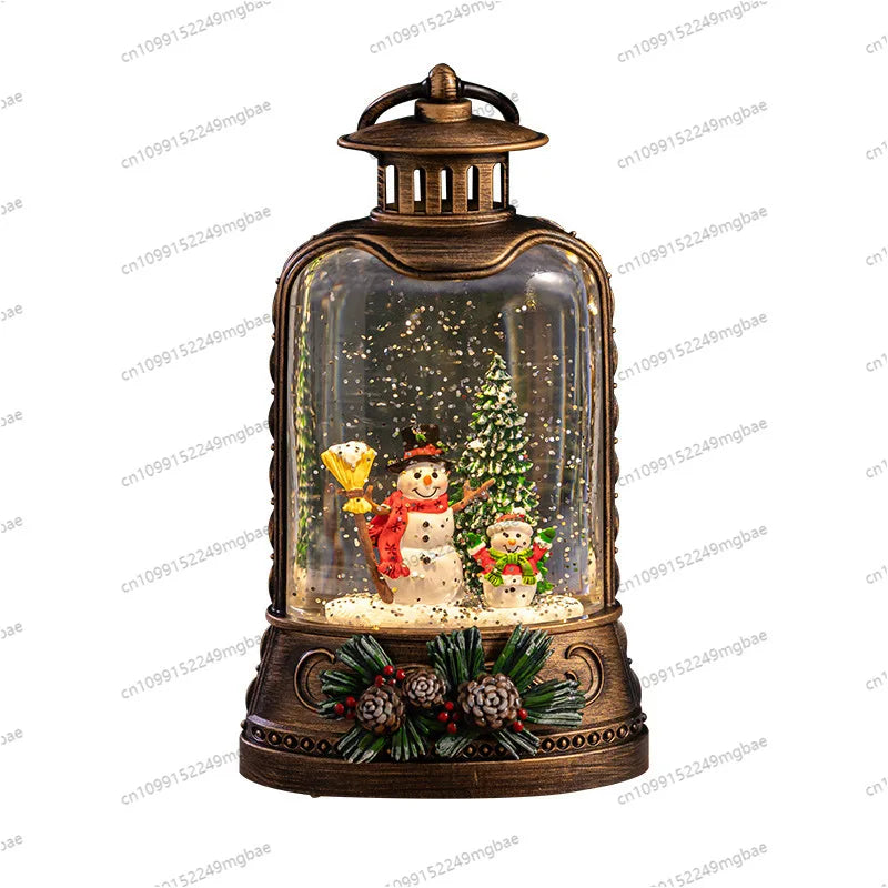 Heavy Industry Christmas Luminous Interior Water Filling Music Box Christmas Eve Gifts Desktop Ornament with Music New Year