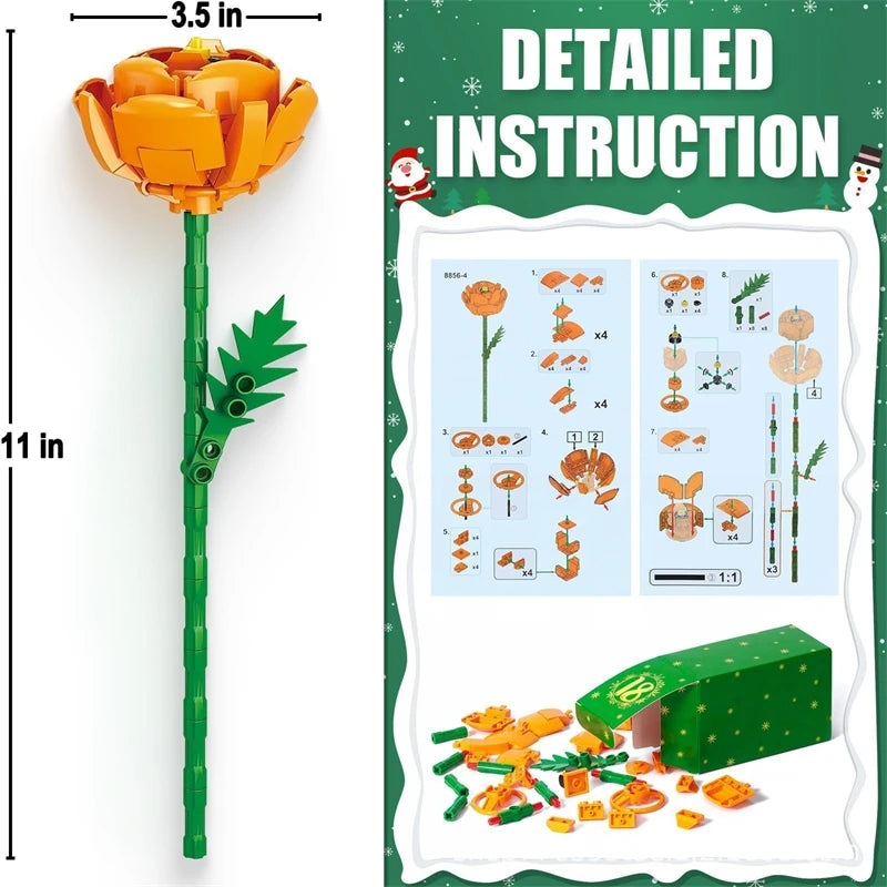 2025 Christmas Flower Bouquet Advent Calendar Building Blocks 24 Days Countdown DIY Kit Holiday Surprise Blind Box Kids Adults