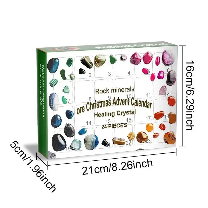 Rock & Mineral Advent Calendar – 24 Crystal Specimens Educational Gift
