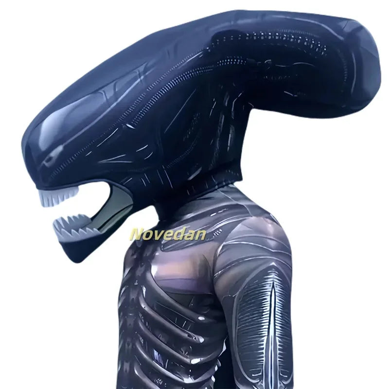 CyAlien Xenomorph Costume Kids Adult Sci-Fi Movie Romulus Head Mask Suit Scary Space Monster Outfit for Halloween Cosplay Costum