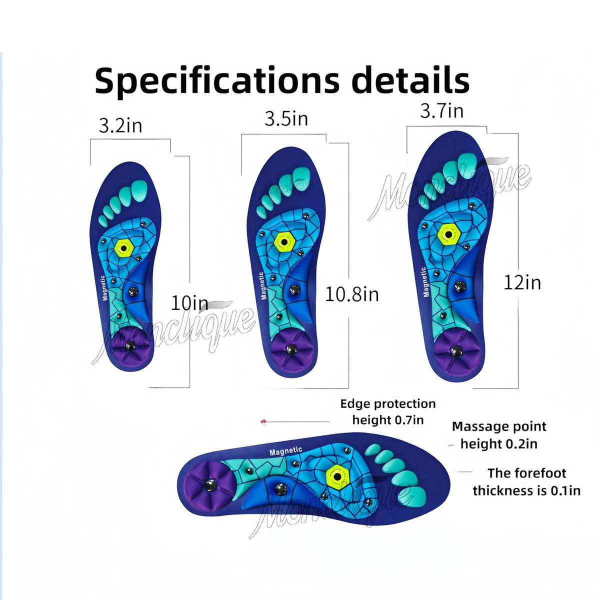 Medical Foot Magnetic Therapy Insoles Weight Loss Acupressure Insole Anti-fatigue Health Care Shoe Pads Sports Shock-absorbing