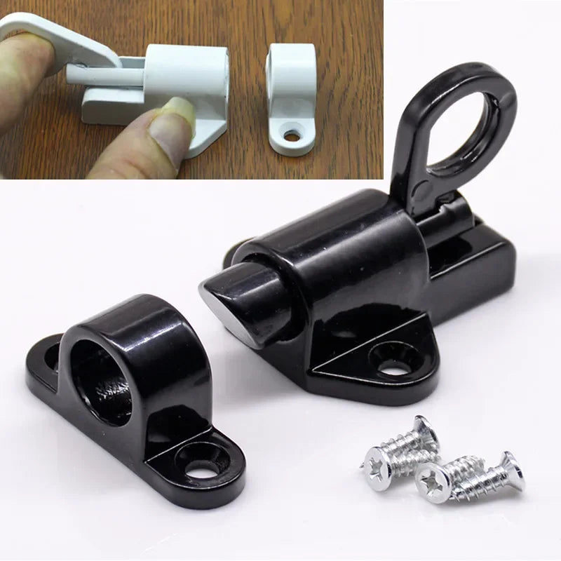 1/2/4Pcs Aluminum Alloy Spring Door Bolt Latch Home Window Gate Security Pull Ring Spring Bounce Door Bolt Automatic Latch Lock