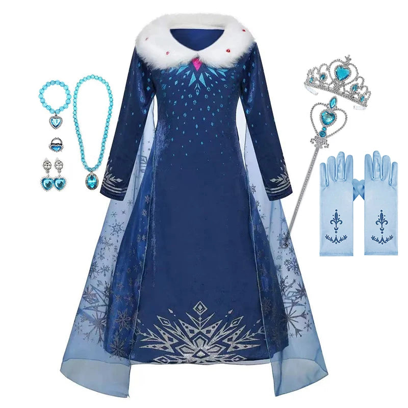 Anna Elsa Princess Girls Dress Up Winter Snow Queen Costume Carnival Party Halloween Kids Carnival Birthday Party Clothes