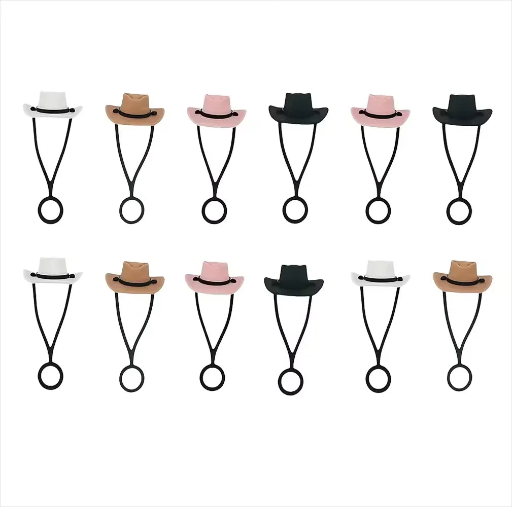 Silicone Cowboy Hat Straw Cap Shape Straw Topper Compatible For Cup Reusable Straw Tip Protector Cap Mug Accessory