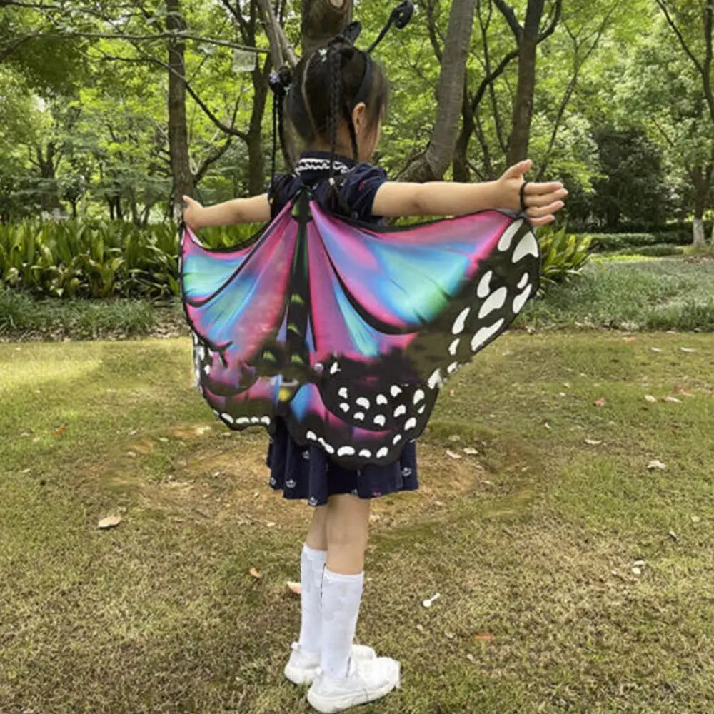 Kids Butterfly Wings Cape Girls Fairy Shawl Pixie Cloak Fancy Colorful Dress Costume Gift Party & Holiday DIY Decorations