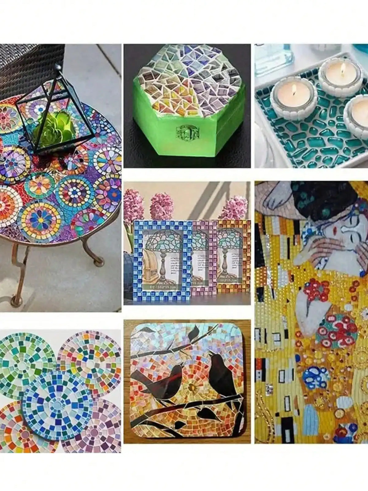 150PCS Colored Metal Gloss Mosaic DIY Material Particle Round Edge Crystal Glass Mosaic Tile Handmade Art Area Painting Project