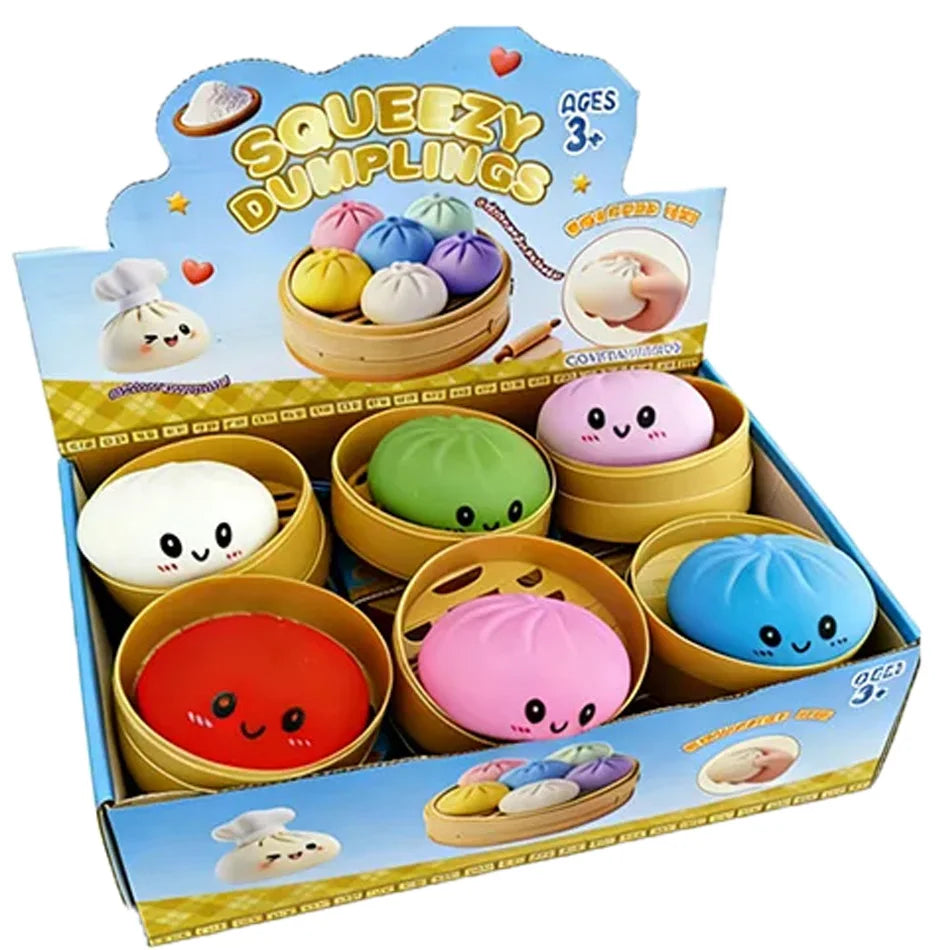 Dumpling Pressure Dumpling Squishies Cute Colorful Bun Toy Slow Rising Stress Relief Fidget Toy for Kids Adults Anti-Anxiety Gif