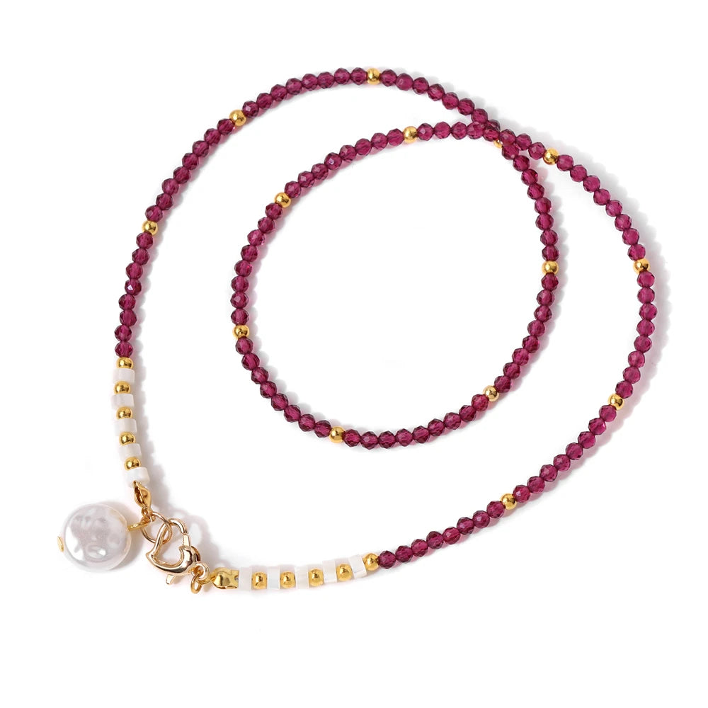 Baroque Pearl Pendant Necklace for Women 3mm Natural Stone Beaded Heart Buckle Necklaces Vintage Wedding Elegant Jewelry Gifts