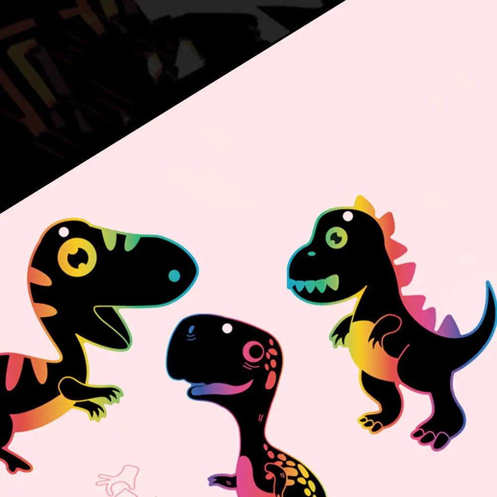 1Set Scratch Paper Kids Dinosaur Design Creative Graffiti Sheets DIY Craft Supplies Fun Party Activity for Children