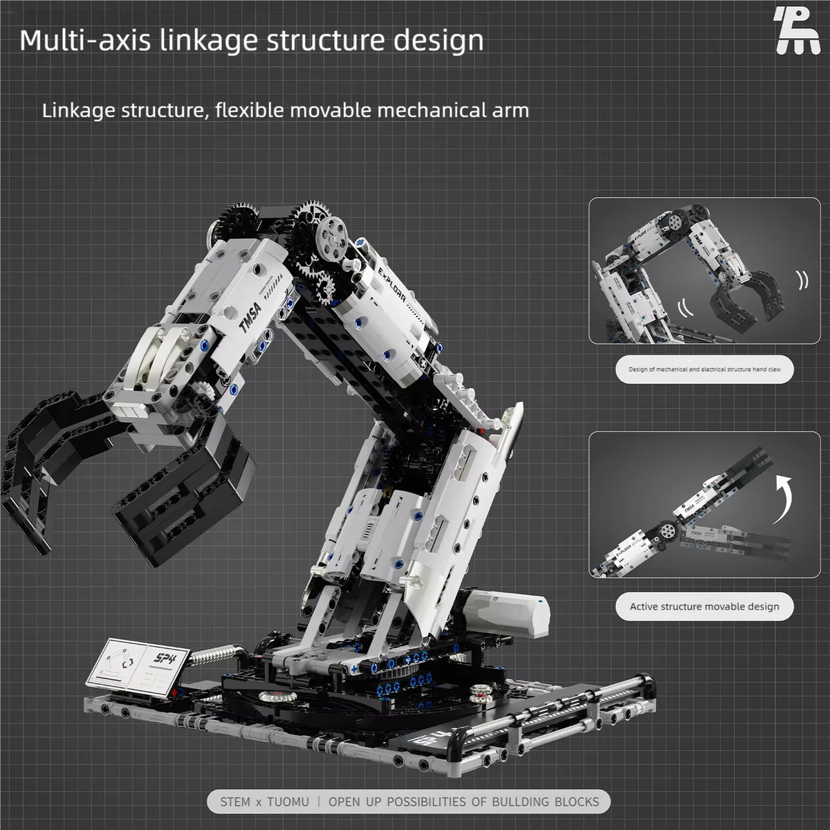 Programmable Multi-Axis Robotic Arm Building Bricks - RC Smartphone Control Interactive STEM Toys for children