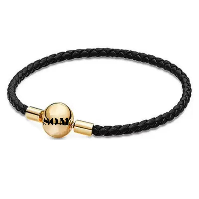 Somi lia- Genuine Ladies Classic Red Natural cowhide Bracelet For Women S925 Fit European Style Charm And Bead,Fashion Jewelry,