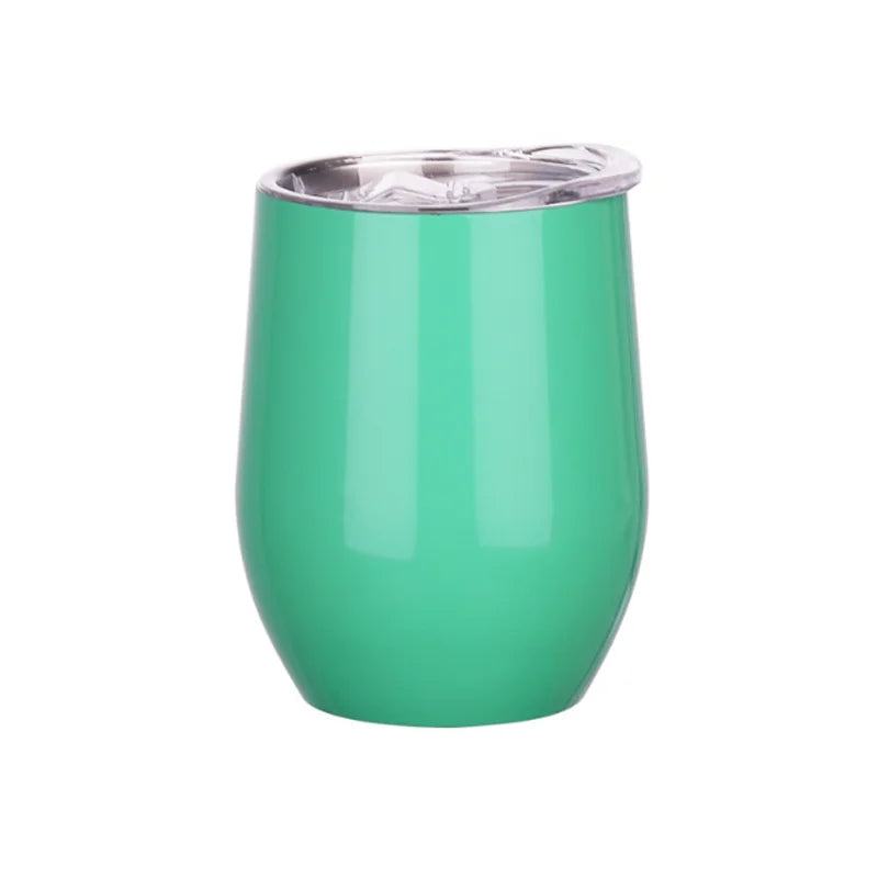 12OZ Wine seal Cover Custom Logo Mug Vacuum Insulated Thermos Garrafa Termica  Egg Shape Coffee Tumbler  Wine Beer  With Lid