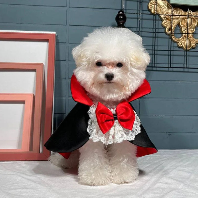 Vampire Cape for Dogs – Red & Black Halloween Pet Costume for Small & Medium Dogs, S–XXL
