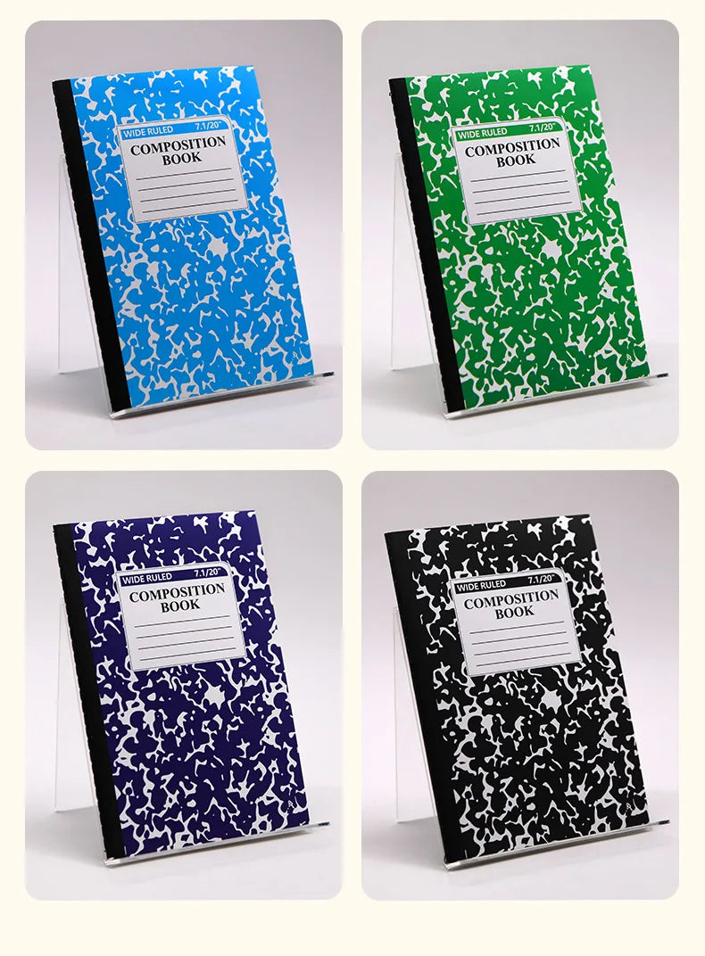 4pcs American Style Marble Composition Notebook Wide Ruled 60 Pages Student School Journal Sewn Bound Writing Diary Supply