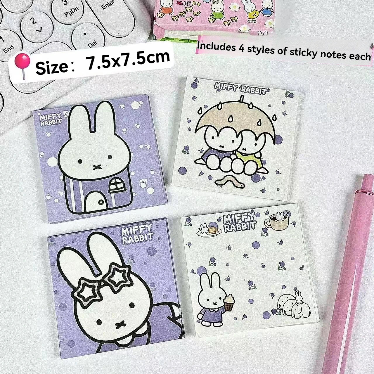 80/320 Sheets Cute Miffy Post-it Notes Adhesive Messaging Cartoon Miffy Merchandise
