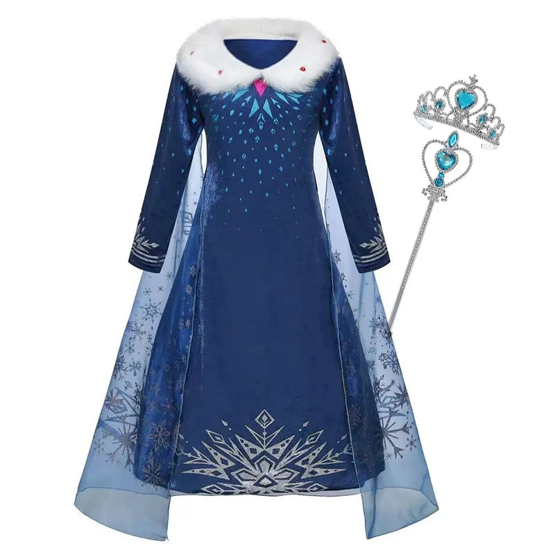 Anna Elsa Princess Girls Dress Up Winter Snow Queen Costume Carnival Party Halloween Kids Carnival Birthday Party Clothes